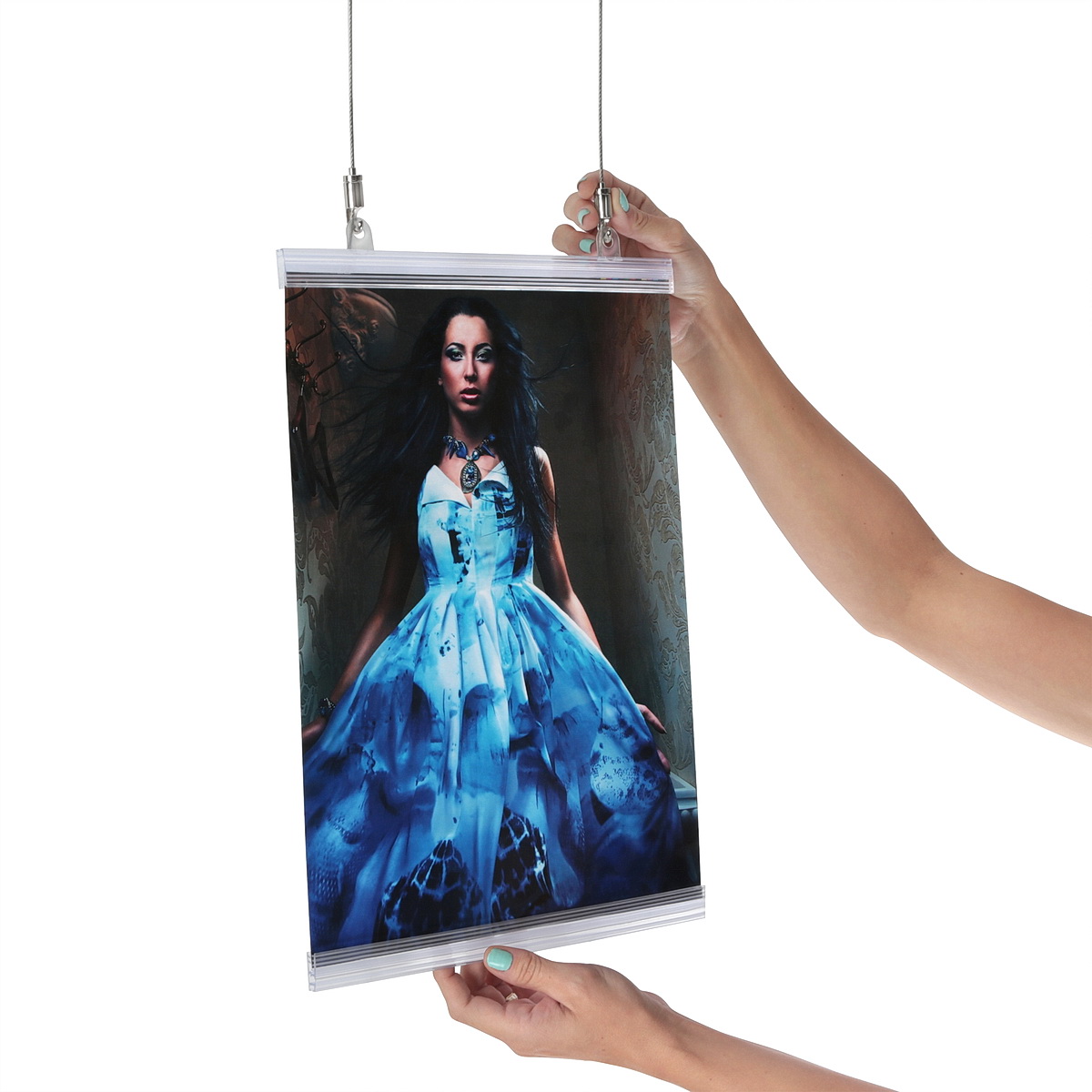 Clear Plastic Banner Rails, Hinged Easy Snap Open System, 24'' Clear Plastic Banner Rails, Hinged Easy Snap Open System, 24''